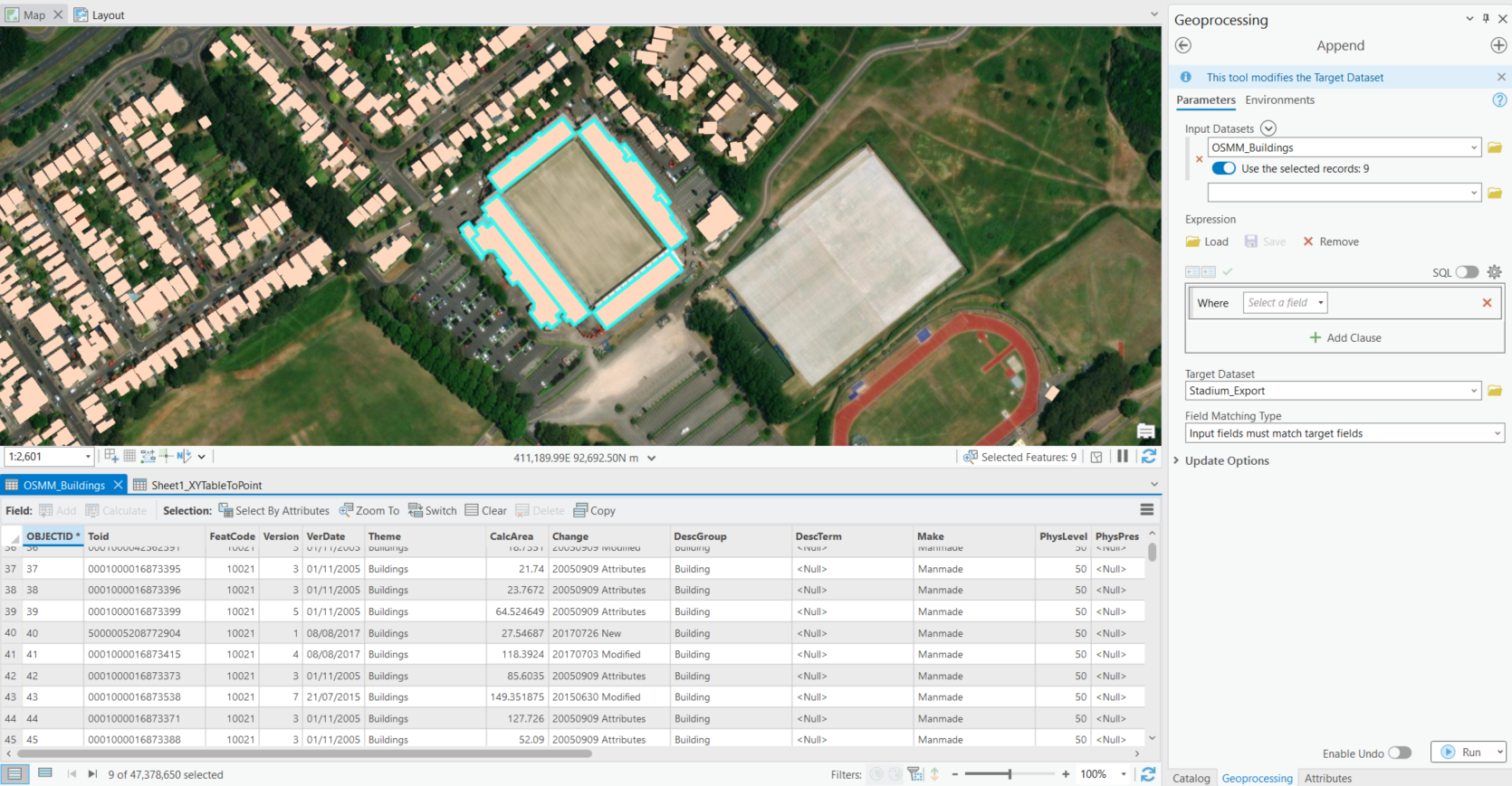 Using Append tool in ArcGIS Pro 