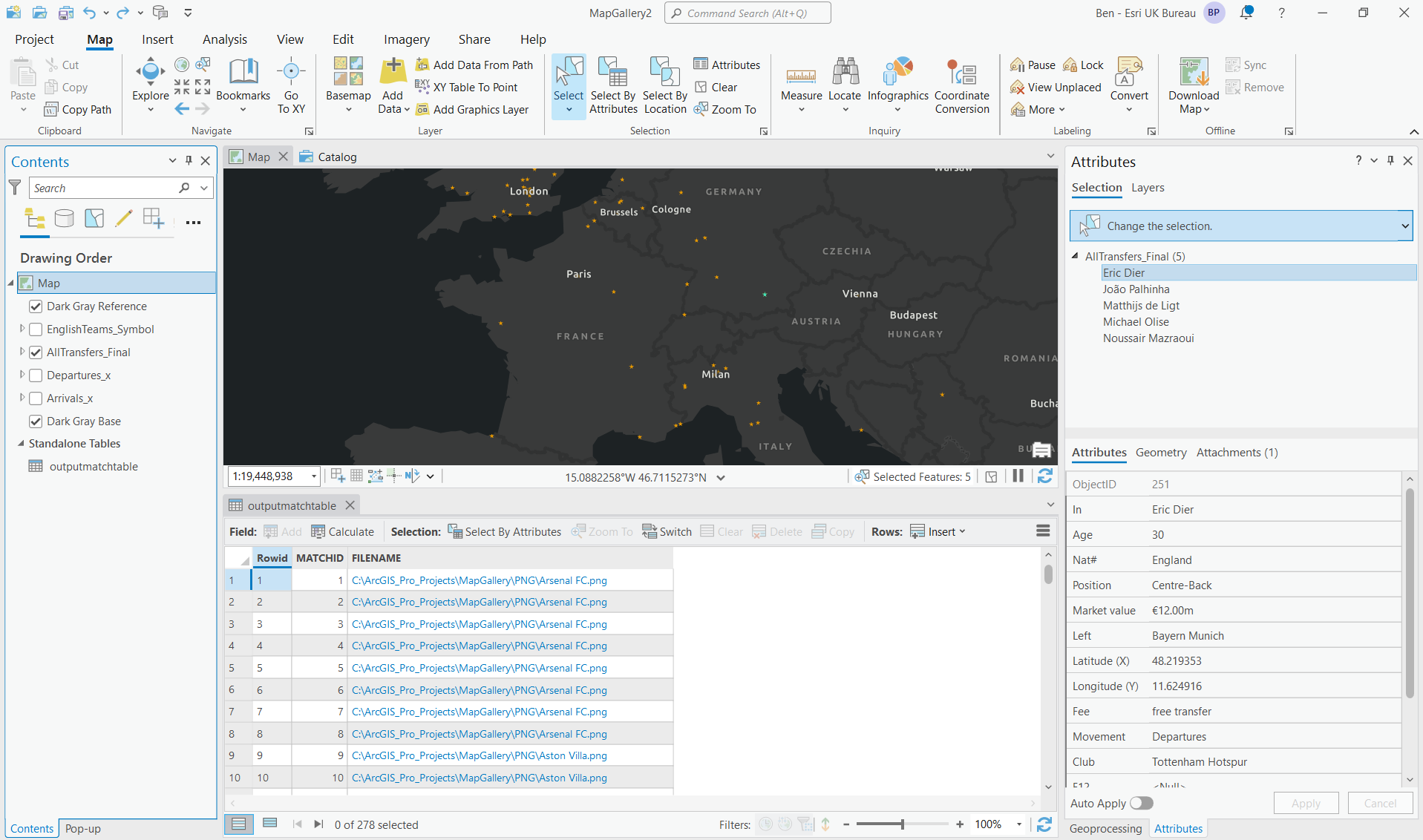 Interface showing attachments in ArcGIS Pro 