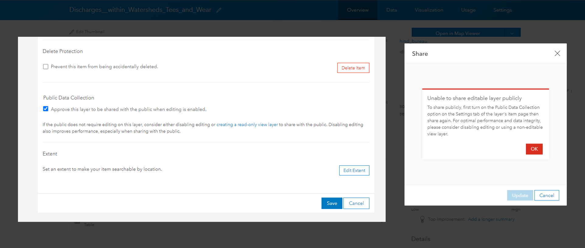 Public Data settings in ArcGIS Online