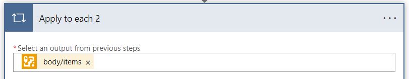 Window in Power Automate to select output from previous step 