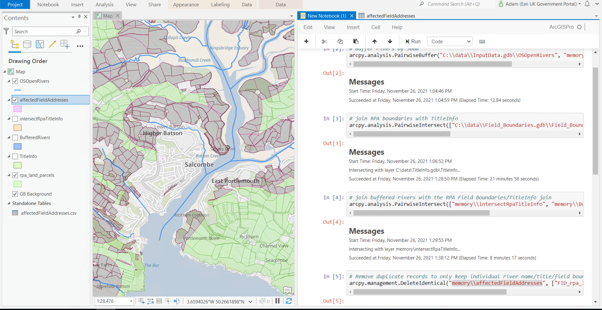 Screenshot of ArcGIS Pro processing