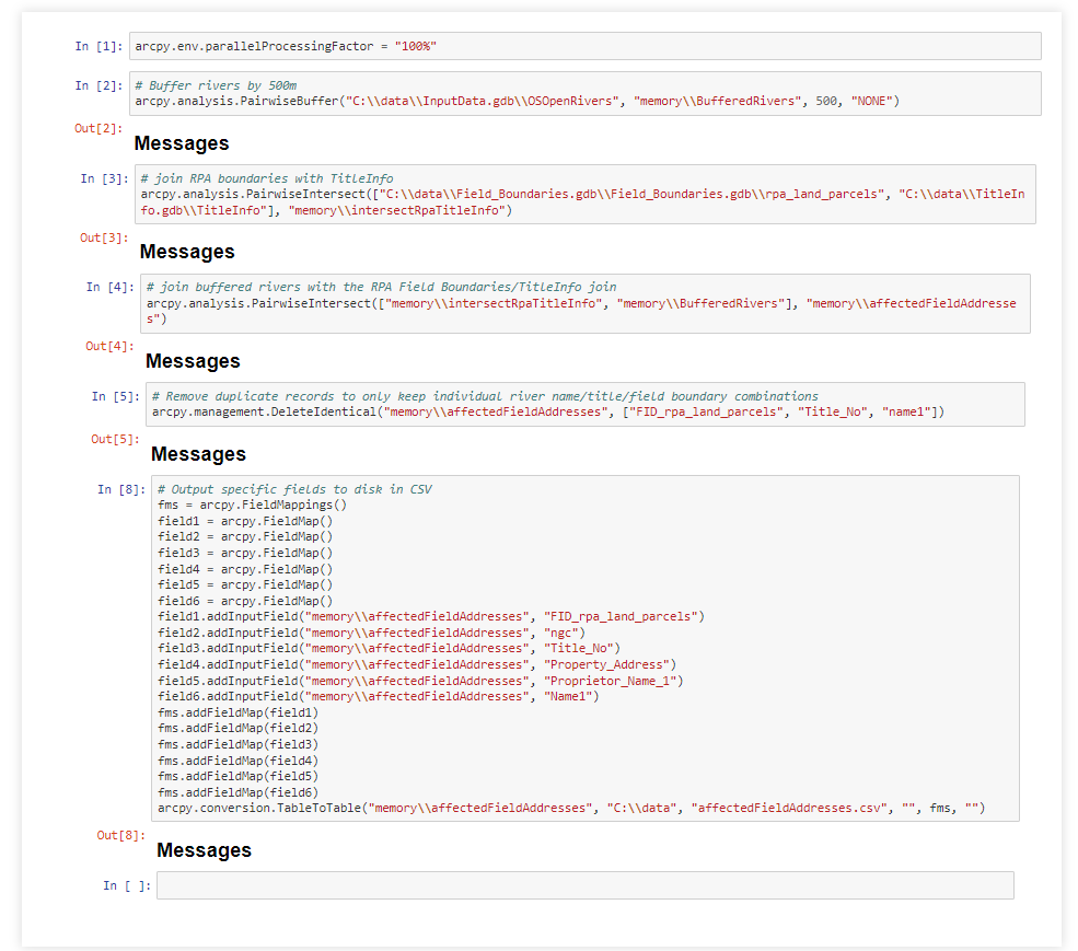 Screenshot of Python notebook used for 2nd example