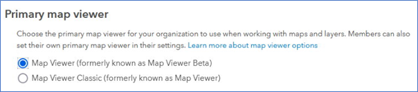 Administrator dialog for setting the default Map Viewer