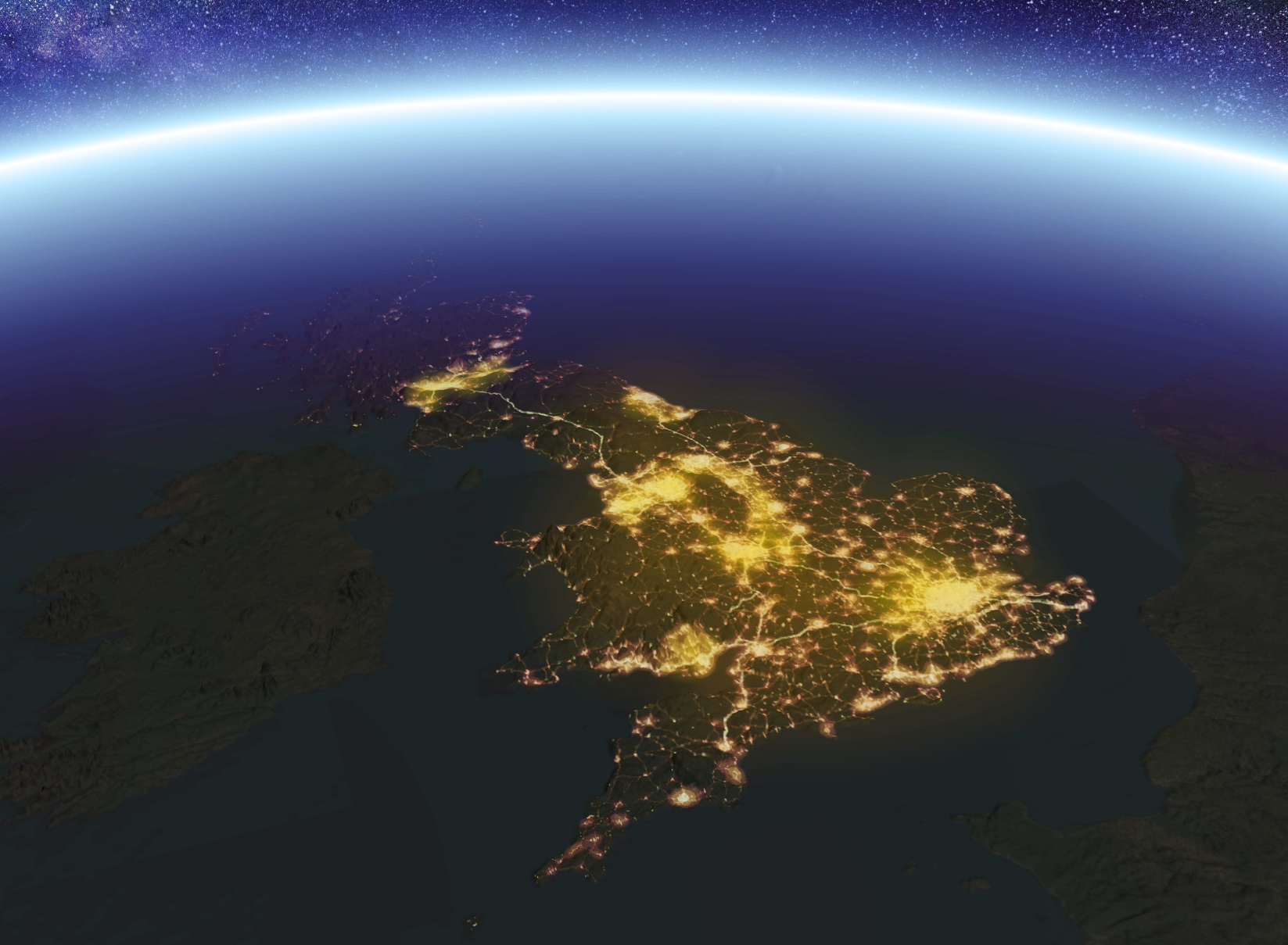 OS NGD street light point features mapped across Great Britain.