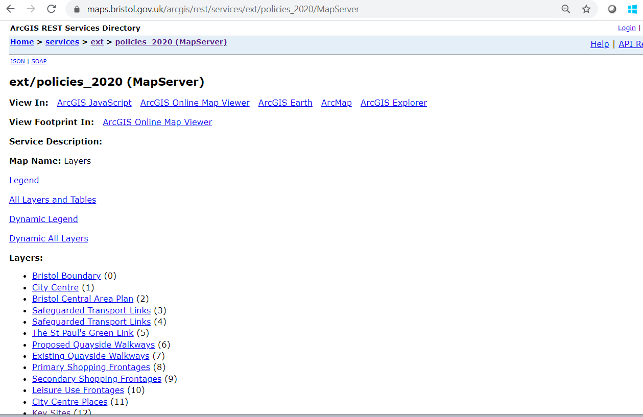 ArcGIS Rest services directory example