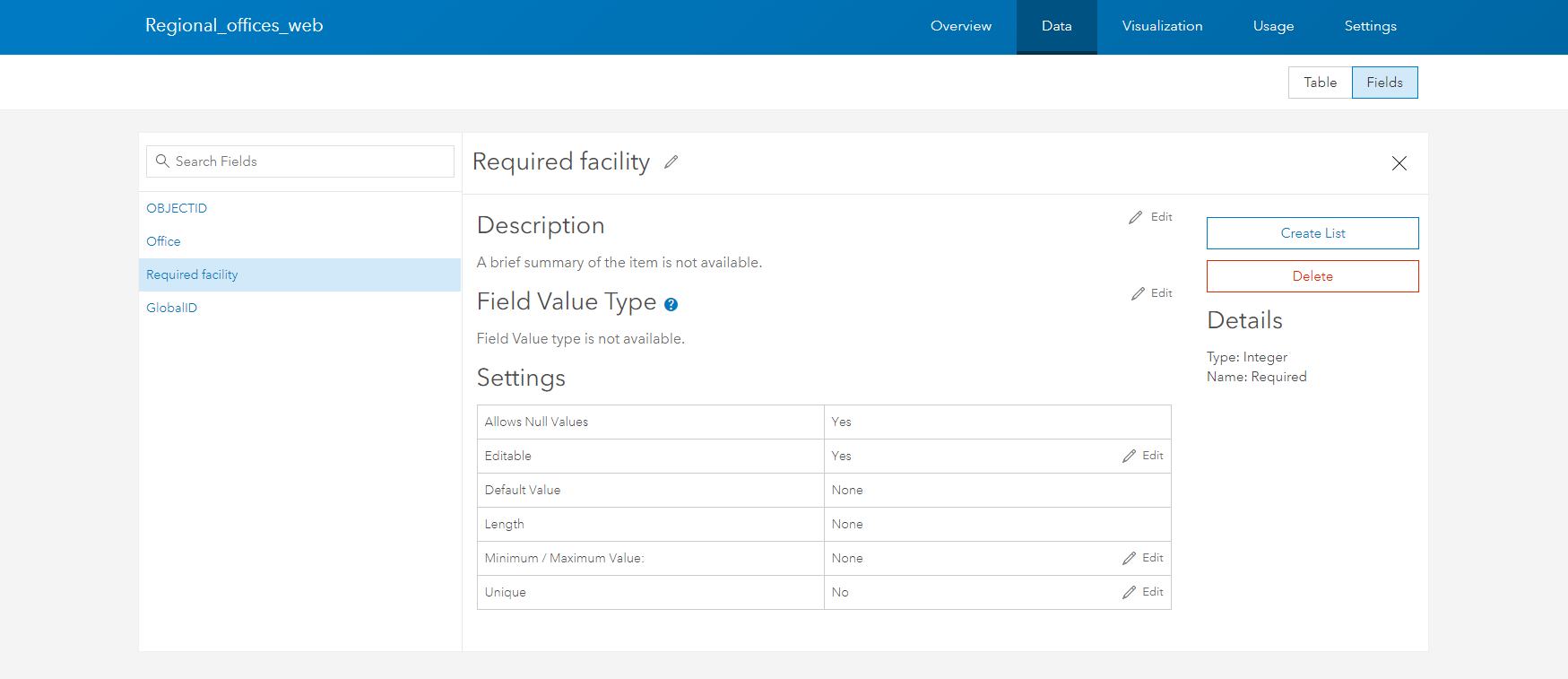 ArcGIS Online field edit settings