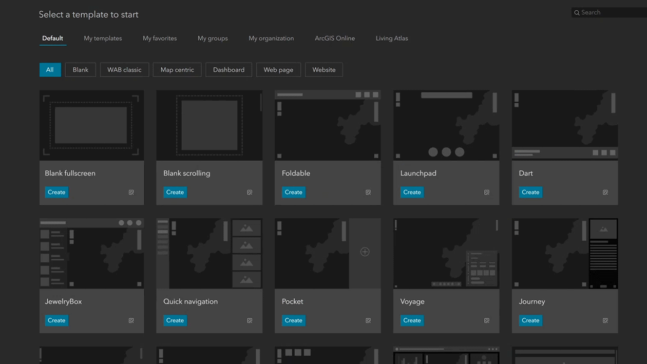 Templates in ArcGIS Experience Builder