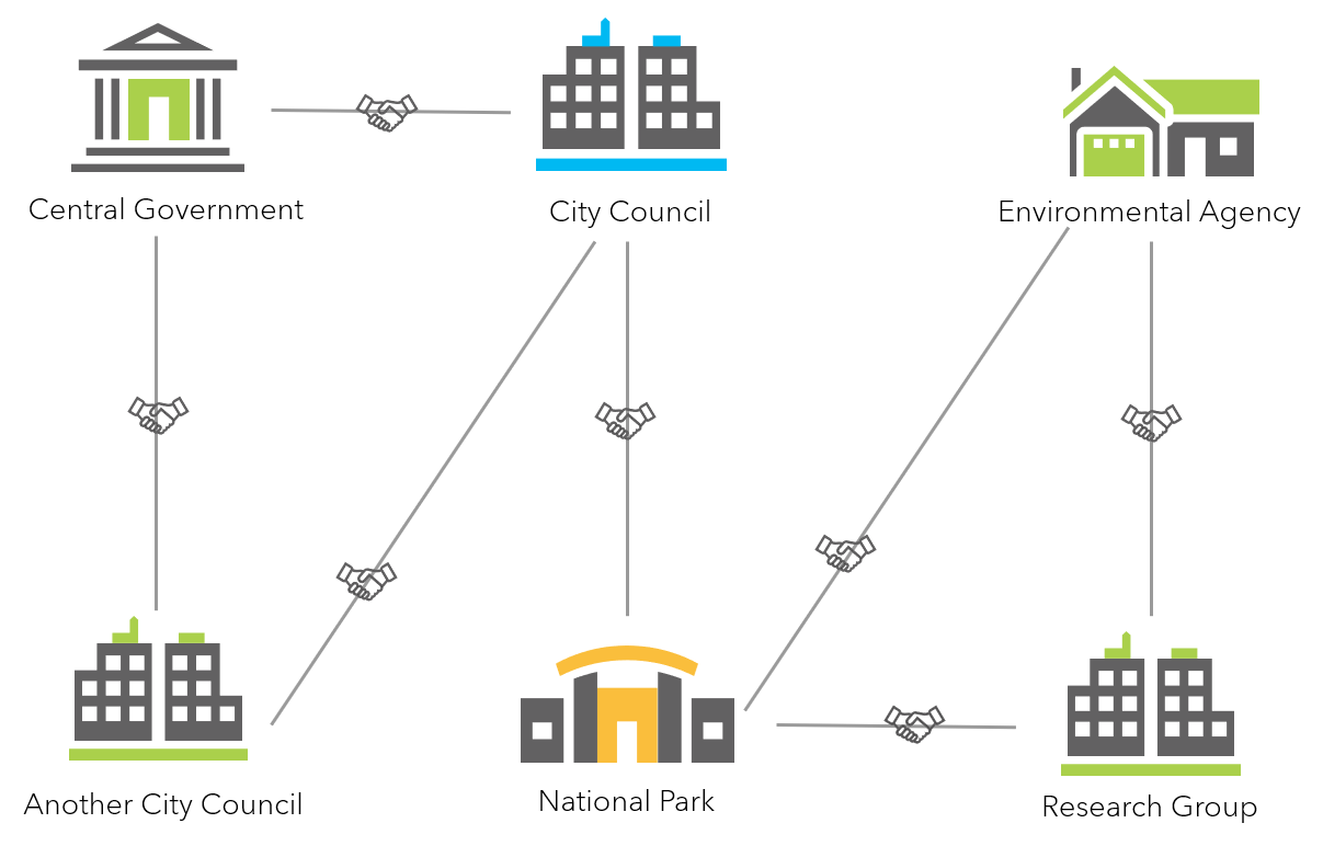 Partnered collaboration between multiple organisations linkages