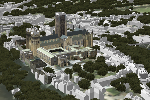 Cathedral model in a 3D scene