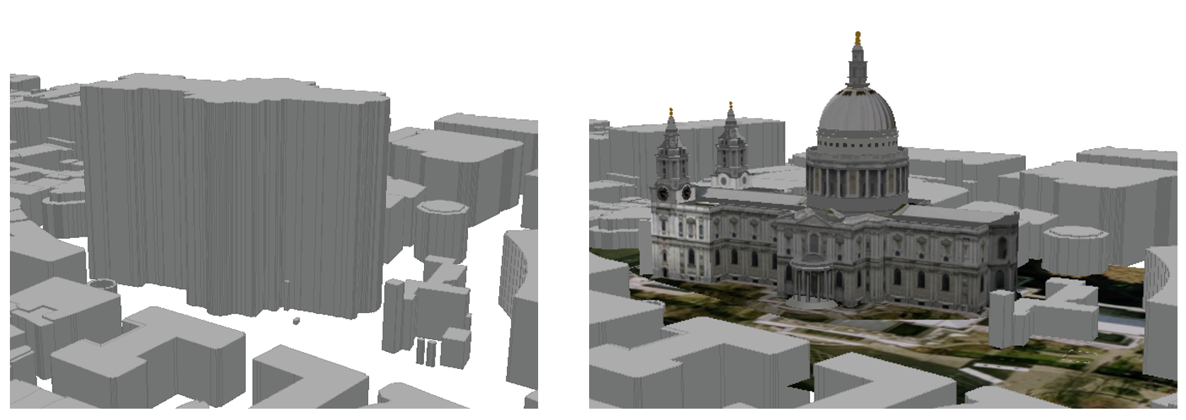Simple block model vs 3D model of St Pauls
