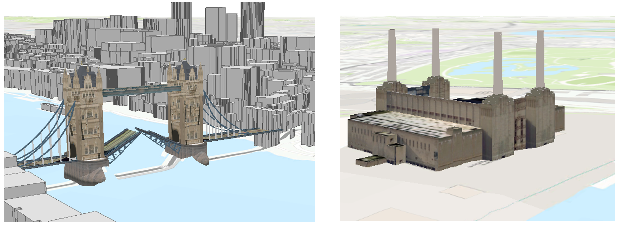 3D models of Tower Bridge and Battersea