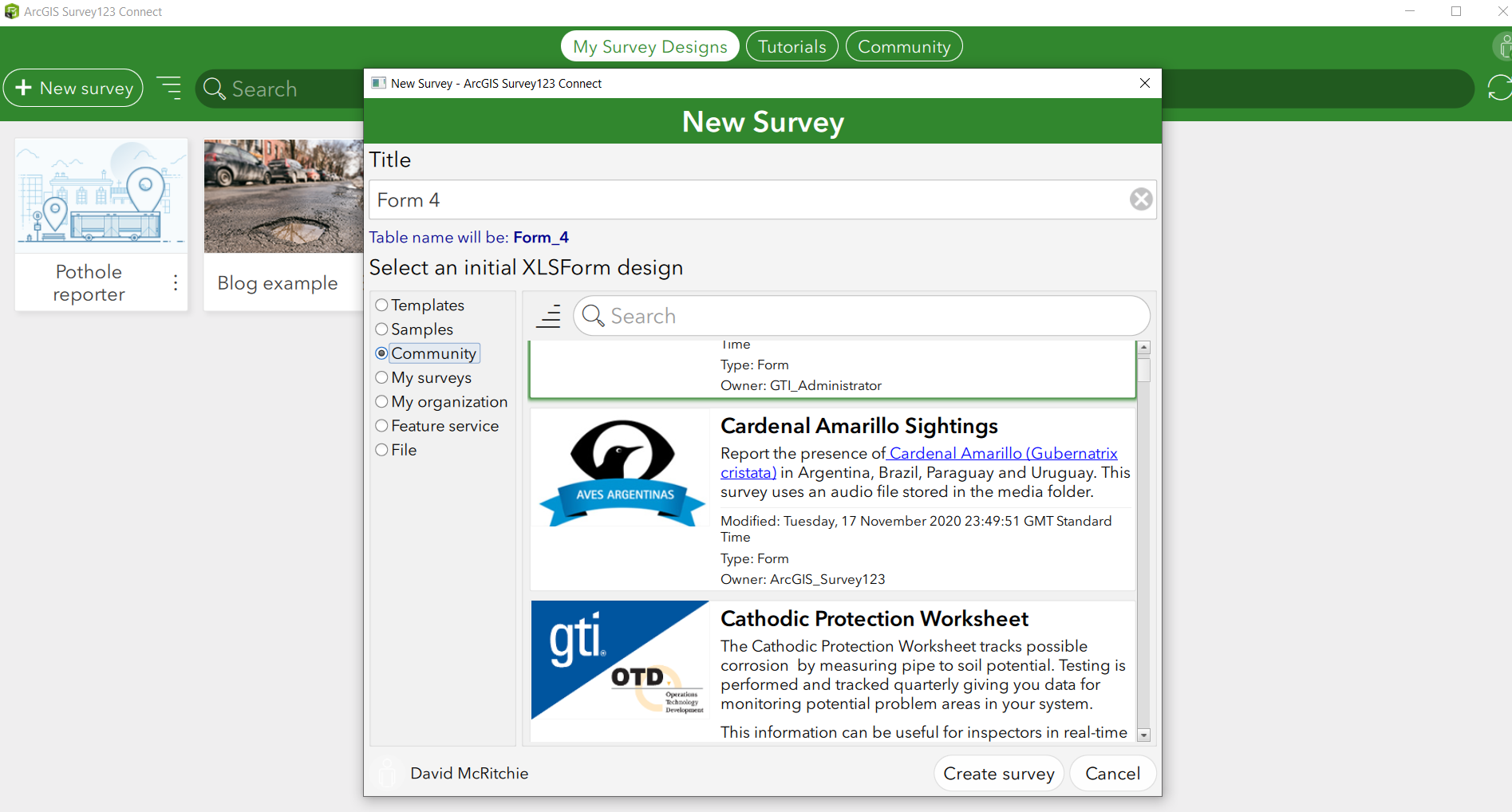 ArcGIS Survey123 Connect templates