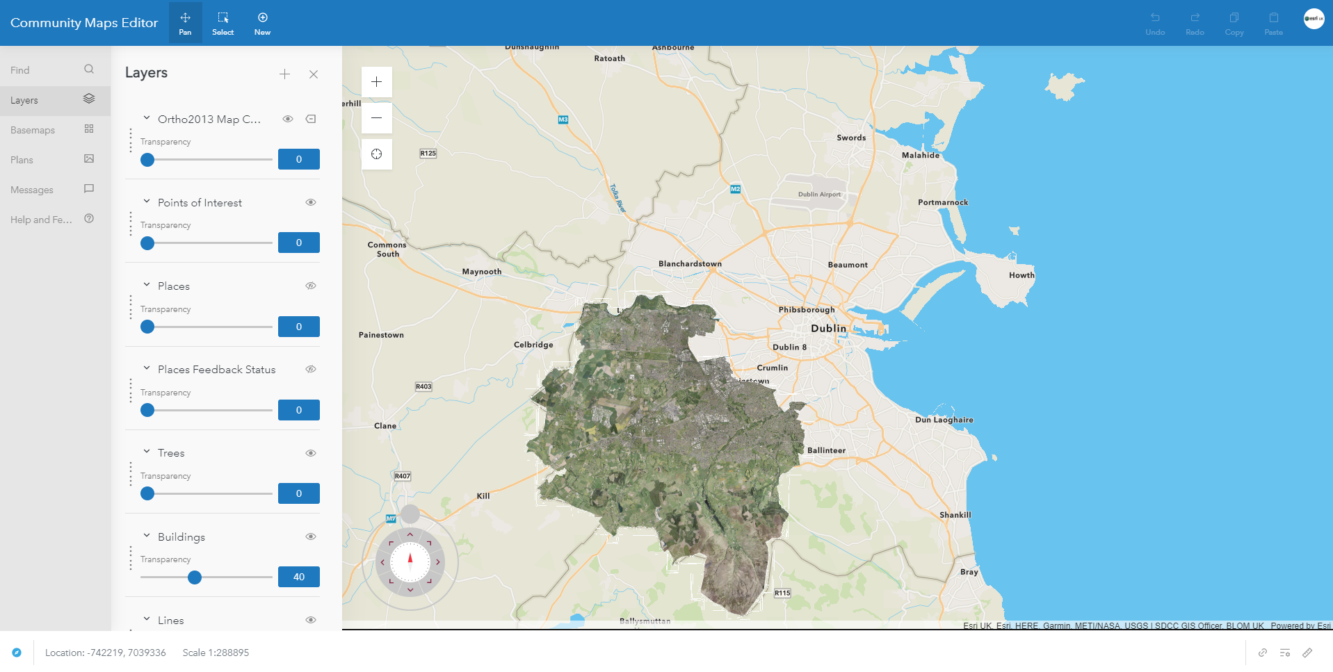 Shown is an Ortho photo of South Dublin on top of the existing basemap. 