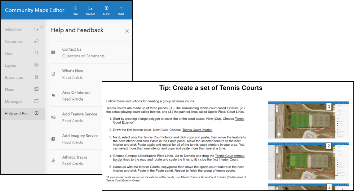 Tip instructions of how to create a set of tennis courts