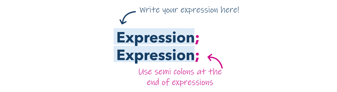 Image of Arcade syntax for expressions where semi-colons end expressions.