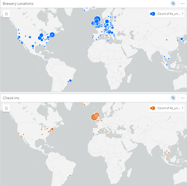 Mapping the breweries and where the beers were tried.