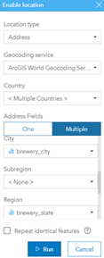 Running the geocoding service in ArcGIS Insights