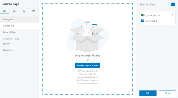 Adding data in ArcGIS Insights