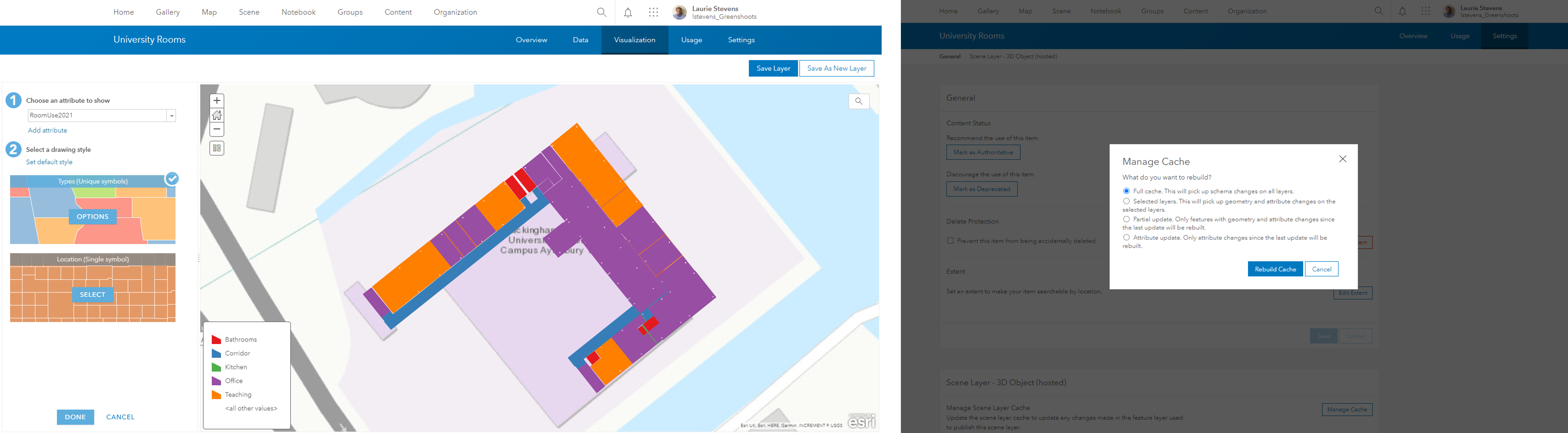 Updating the symbology in ArcGIS Online and managing the cache.