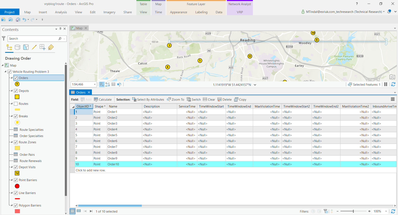 Setting up the orders in vehicle routing problem