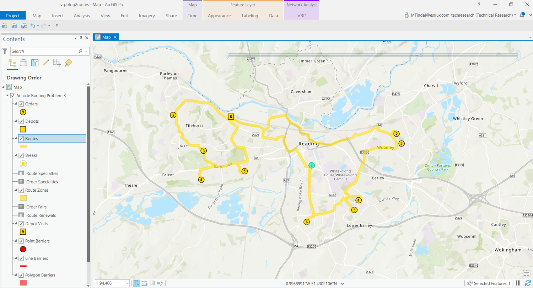 Vehicle routing problem for two routes