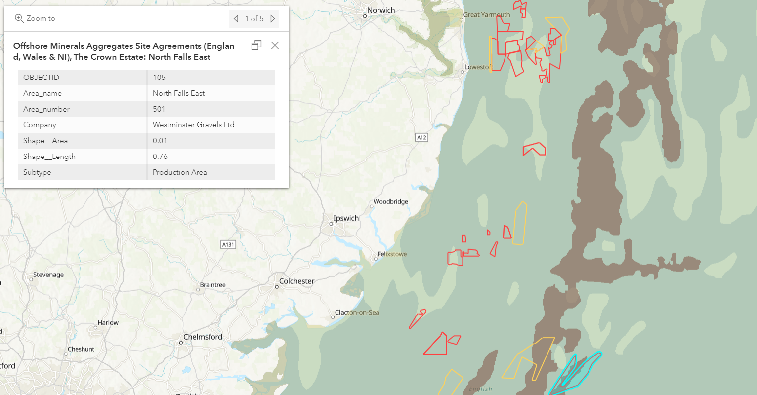 Seafloor geomorphology and licensed areas