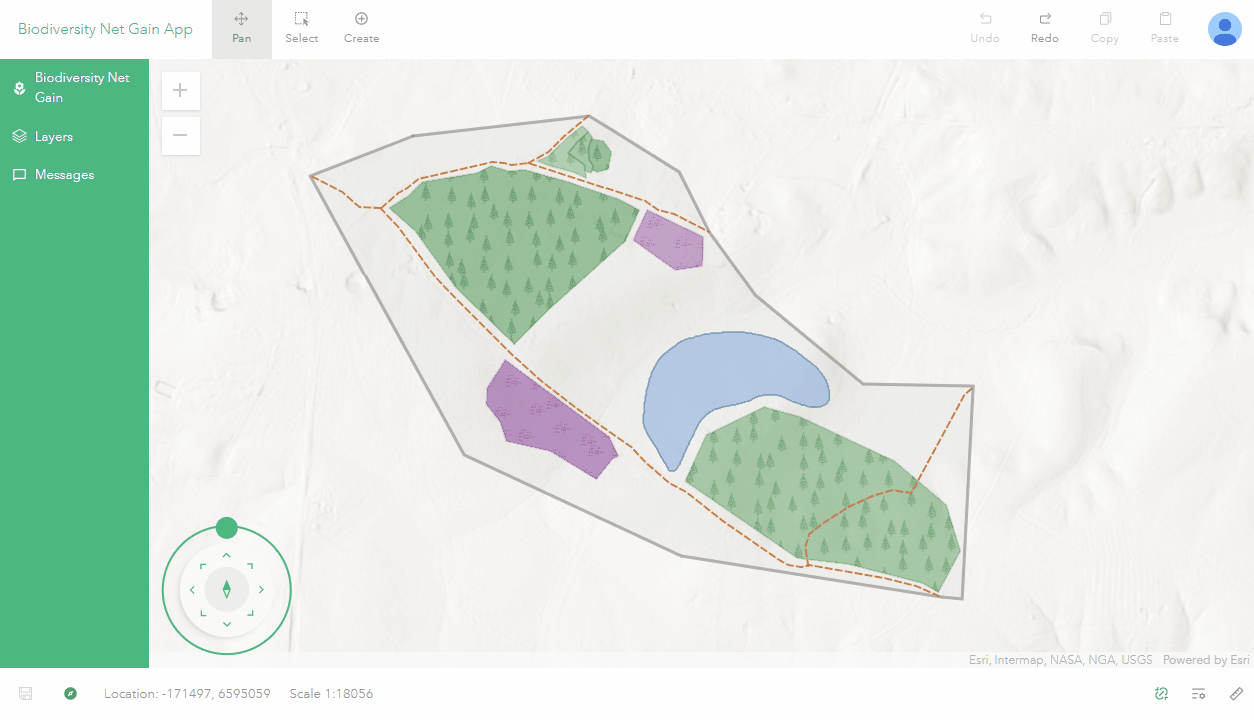 A gif of a line being drawn through a polygon in Sweet for ArcGIS. After the line is created, a buffer is generated automatically.