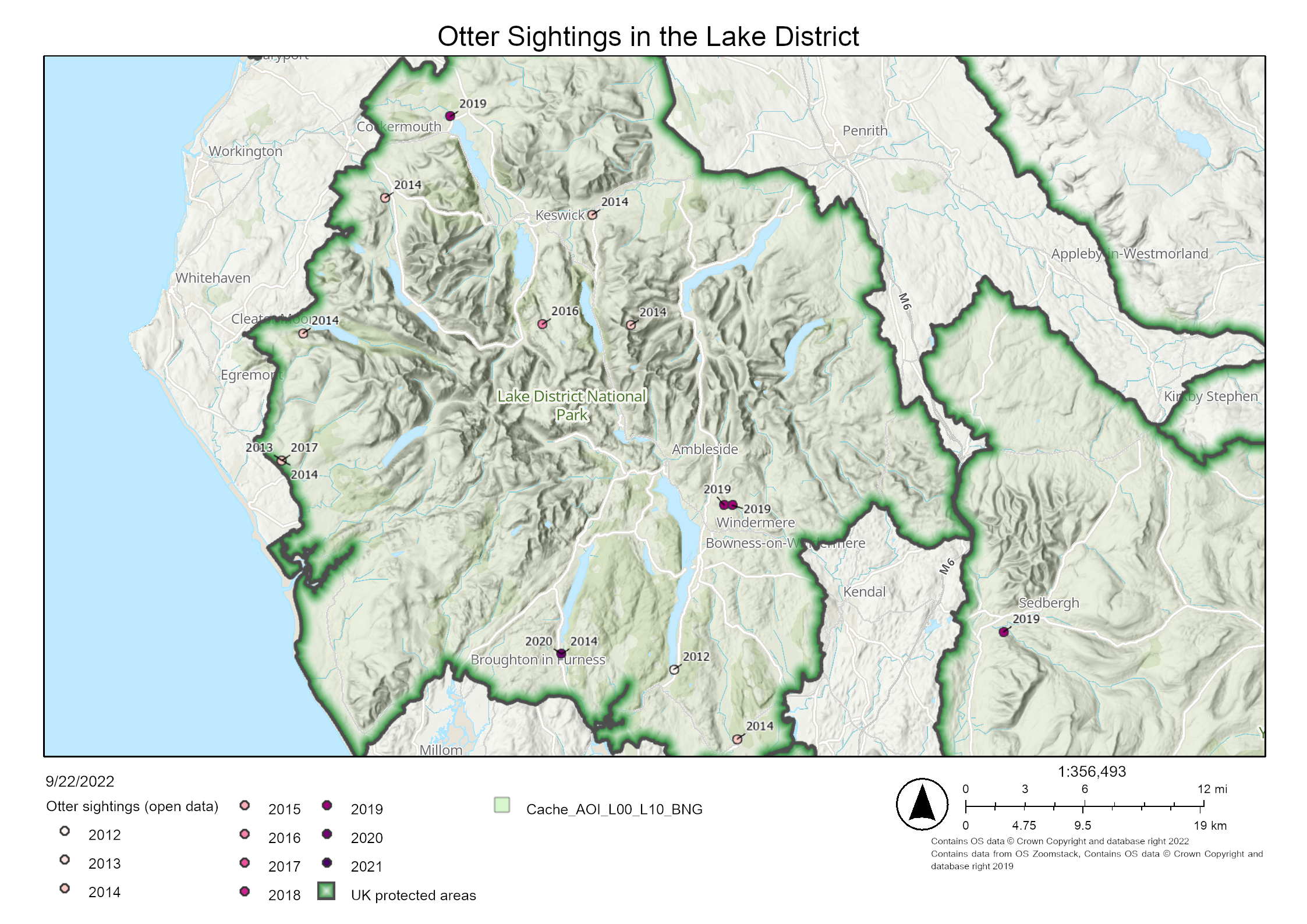 Image of a map printed from the web with a basic layout