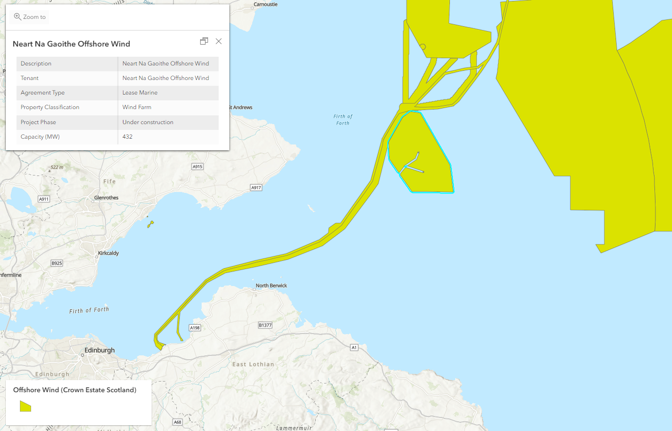 Offshore wind assets in Scottish waters from Crown Estate Scotland.