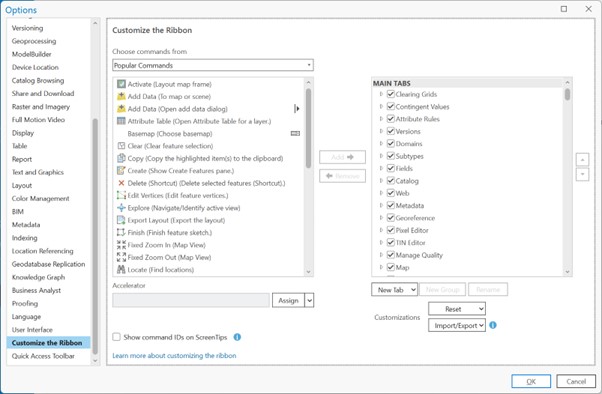 Customise the Ribbon dialog