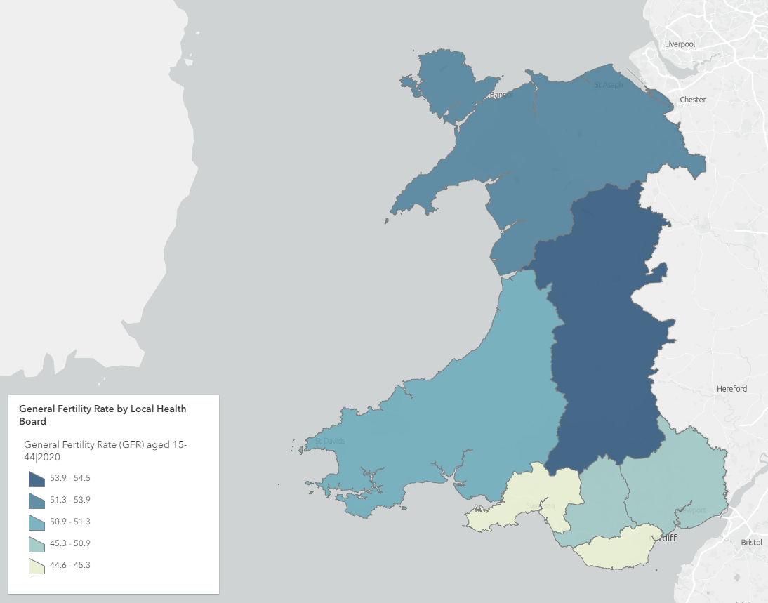General Fertility Rate for Wales from Digital Health and Care Wales.