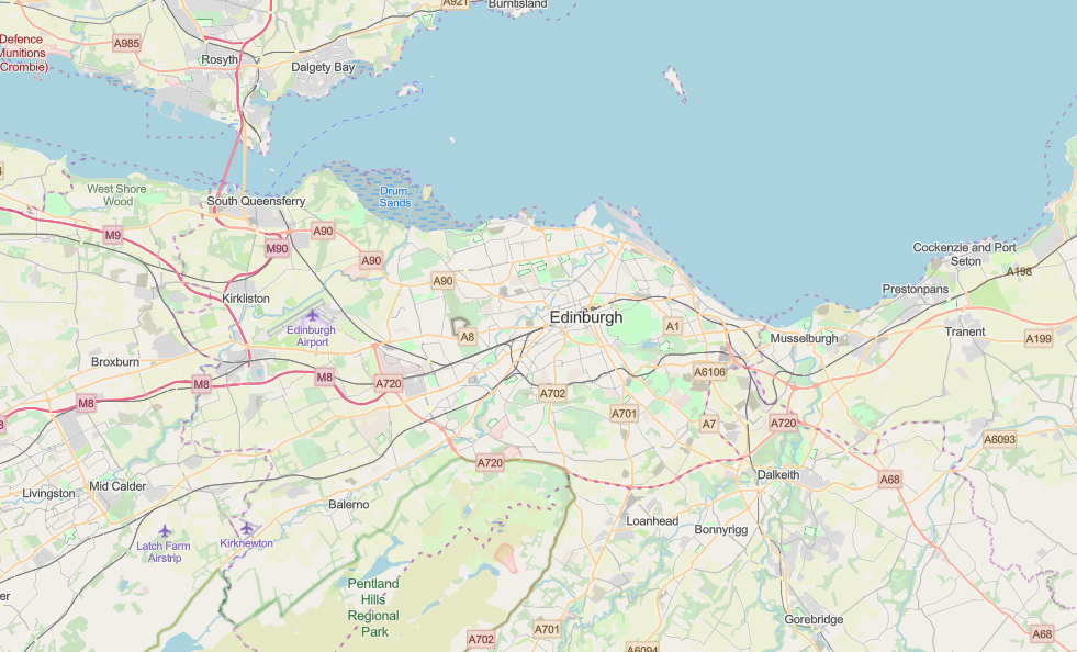  Area of Interest in Edinburgh using the OpenStreetMap Basemap. 