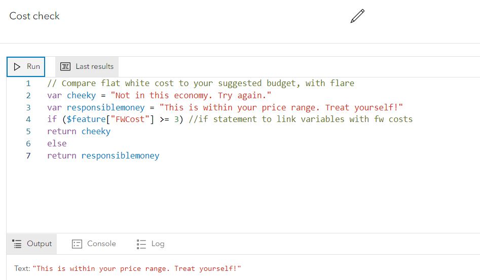 code which assigns strings based on coffee price