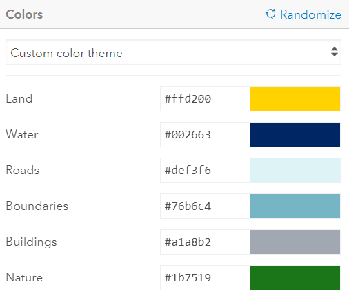 Custom hex codes for a basemap in Vector tile style editor