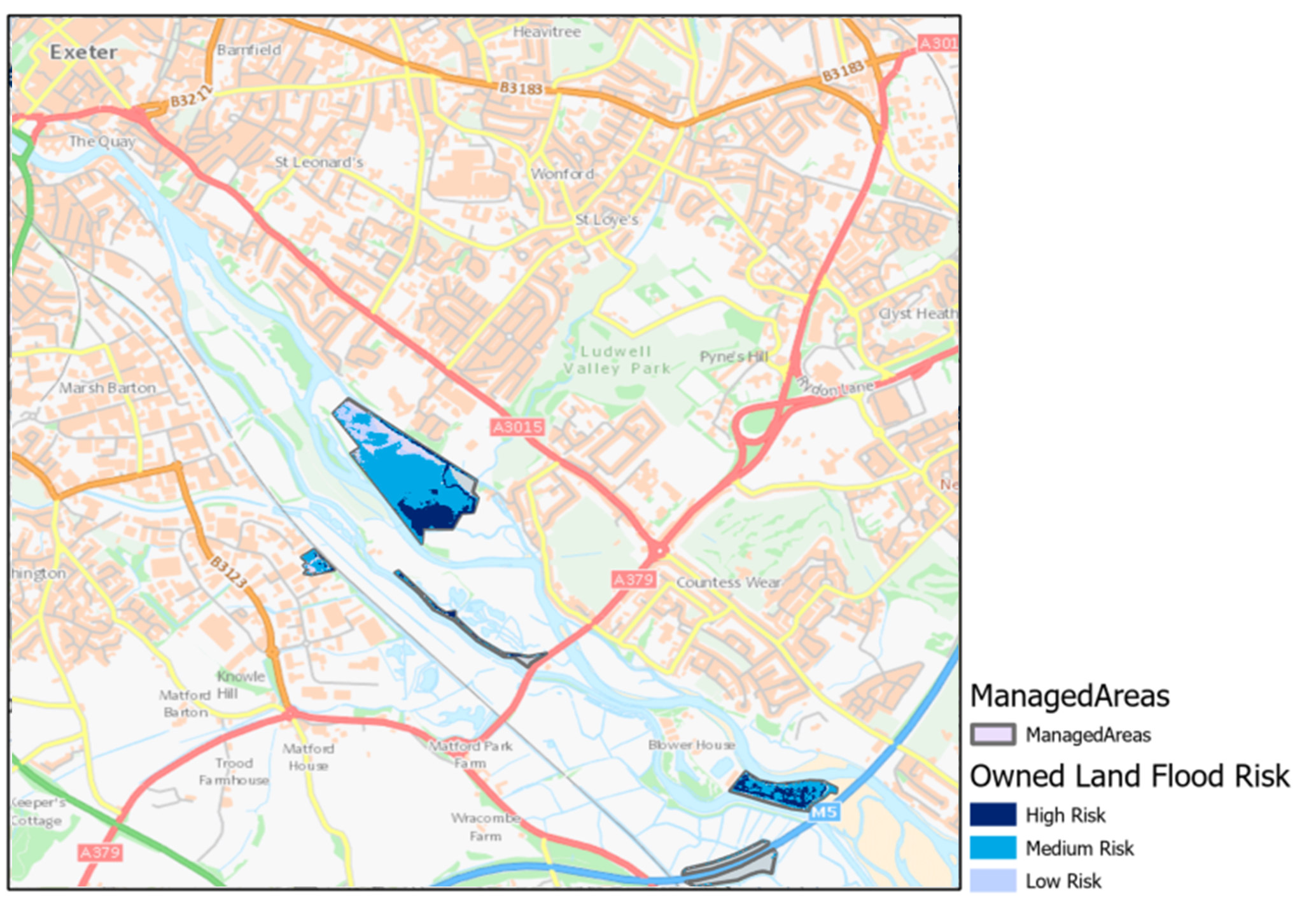 JBA flood risk map of managed areas