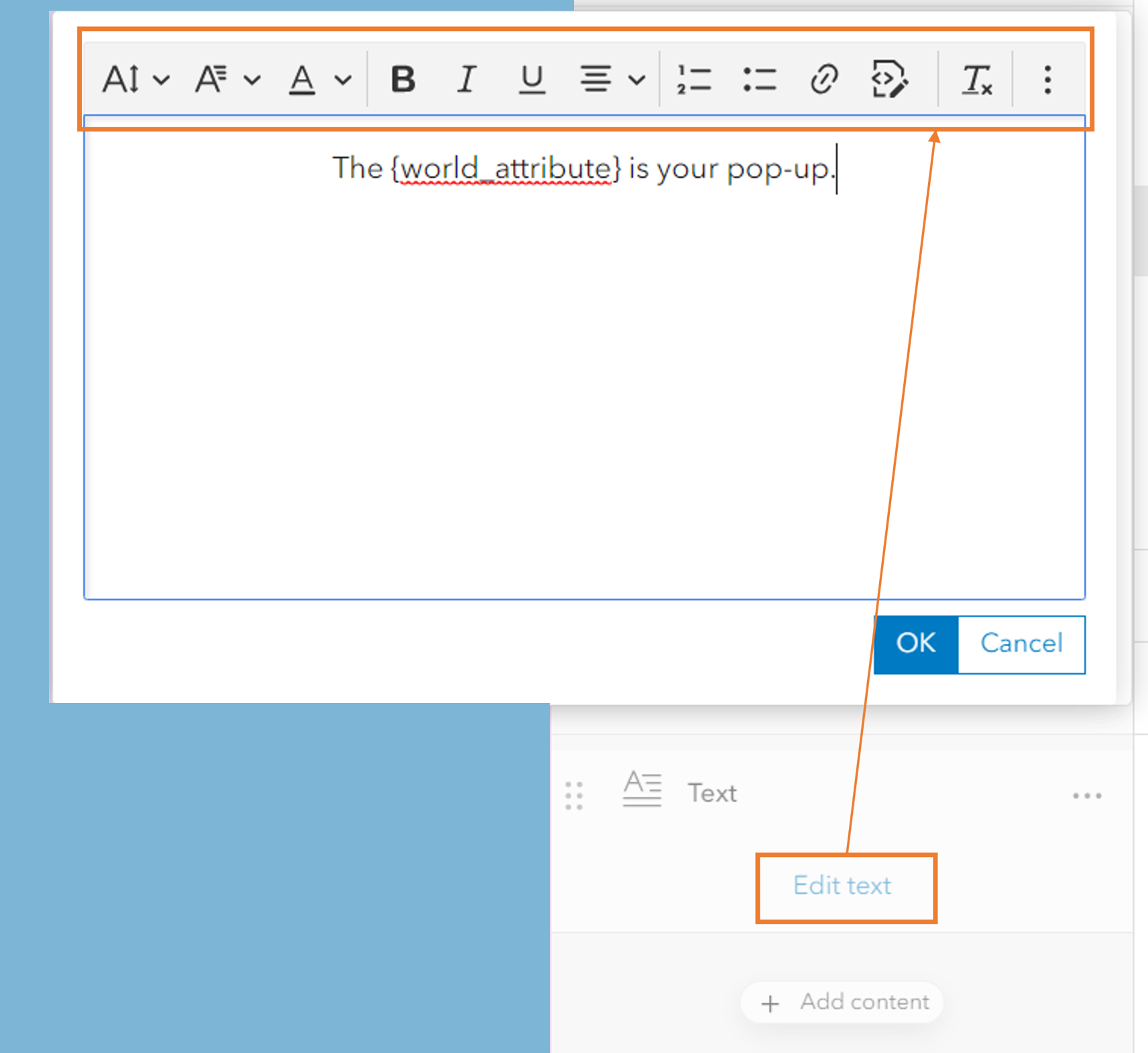 Toolbox display in pop-up configuration tab in ArcGIS Online Map viewer