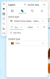 The Symbology options for the new join layer, found within the Layers tab along the left-hand side.