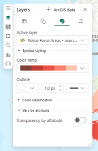 The Style options for the new join layer, found within the Layers tab along the left-hand side.