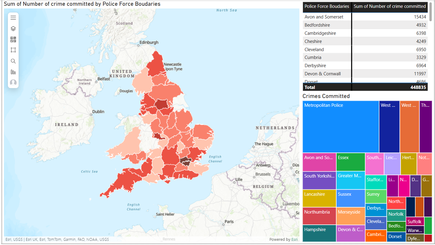 The finished result of the Join Layer, styled and symbolised within an established Power BI dashboard.