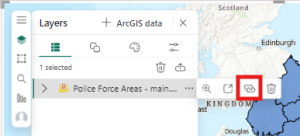 The create join layer button appears after clicking More Options beside the ArcGIS location dataset in the Layers tab.