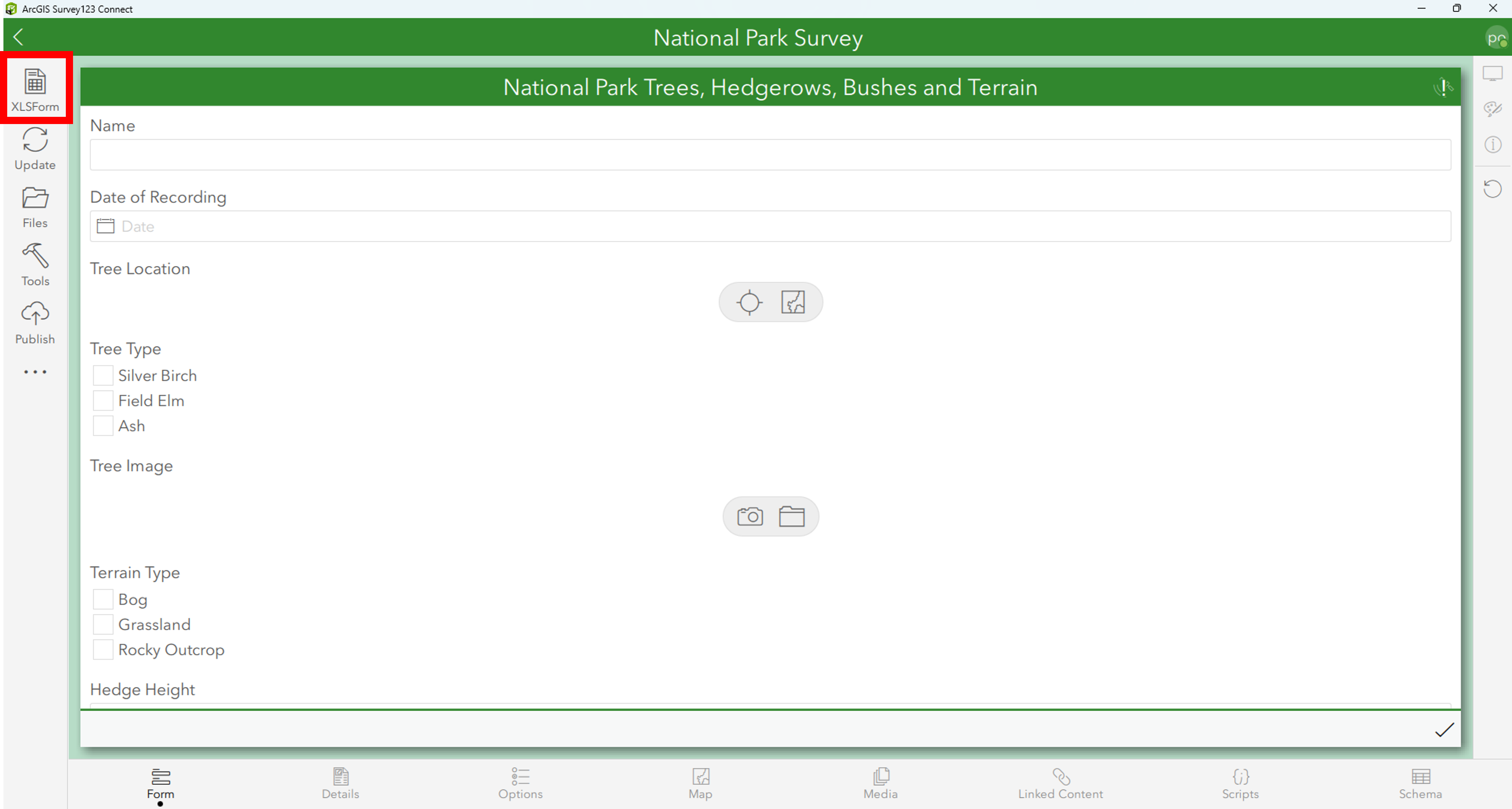 How a survey appears in Survey123 Connect