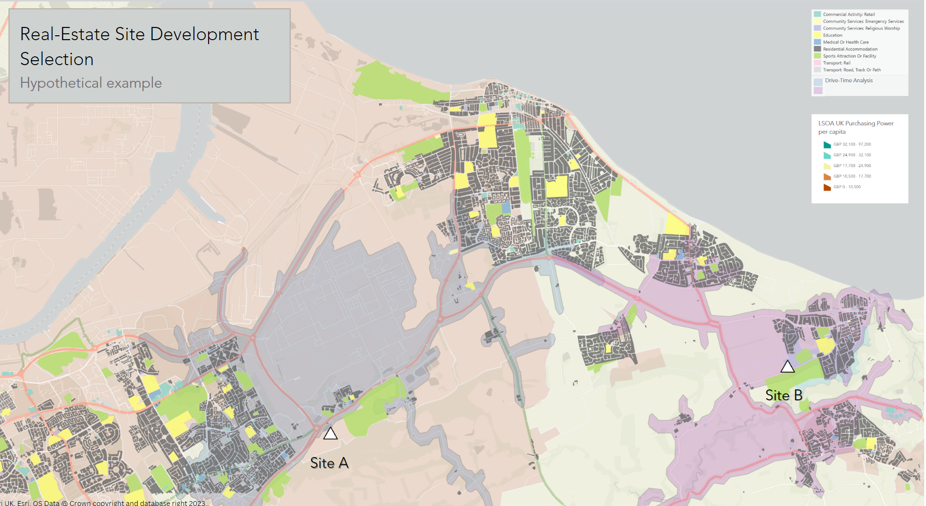 Fig 3: Hypothetical Real-Estate Development Site Selection Analysis. 