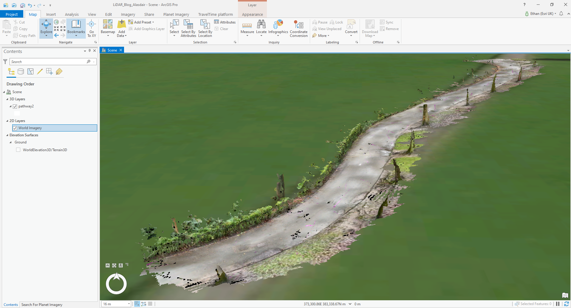 3D scan of a path in ArcGIS Pro