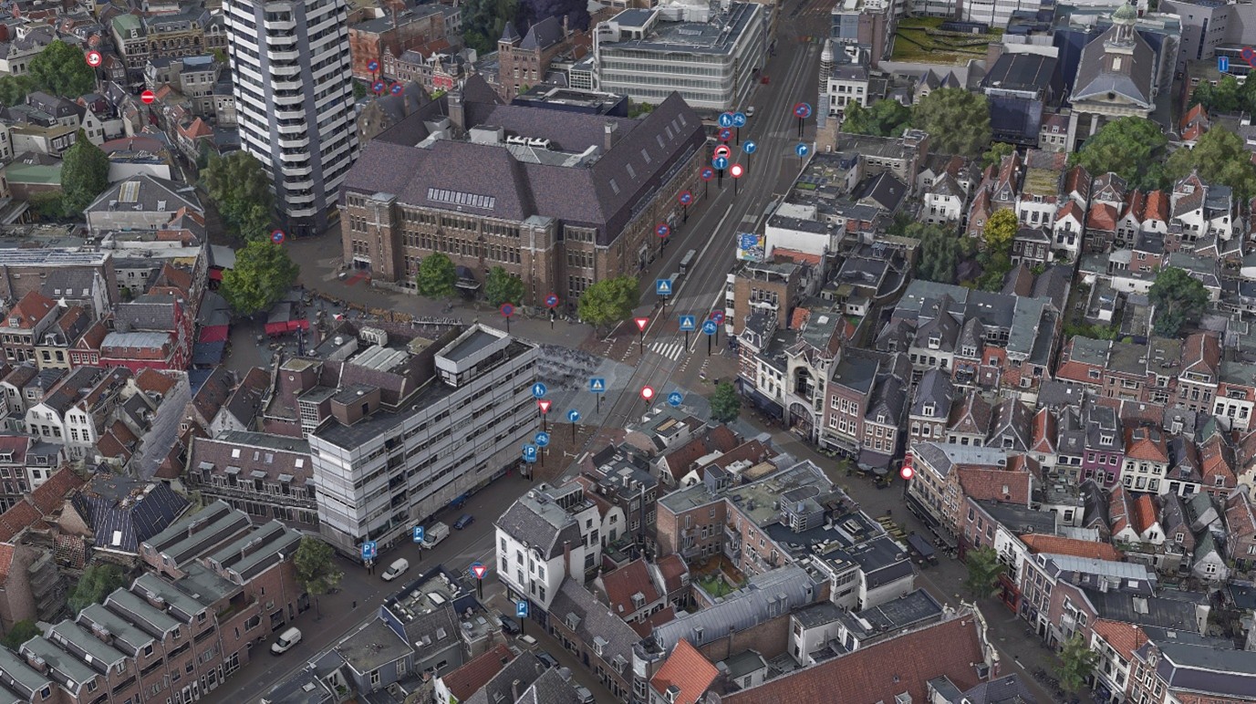 An example point scene layer with 3D street signs 