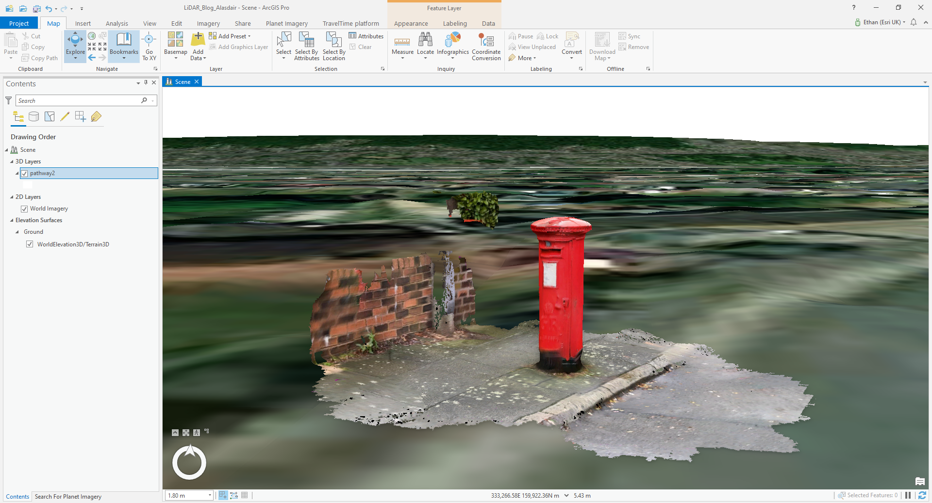 3D scan of a post box in ArcGIS Pro