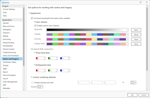 Raster & Imagery appearance options