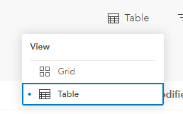screenshot showing how to enable table view in Field Maps