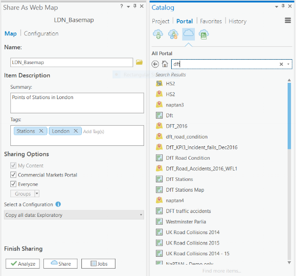    Share Web Maps straight from ArcGIS Pro and access web content directly 