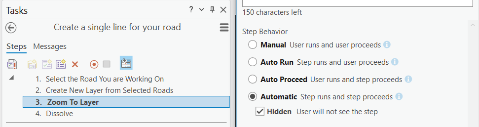 Step behaviour configuration in Tasks Designer