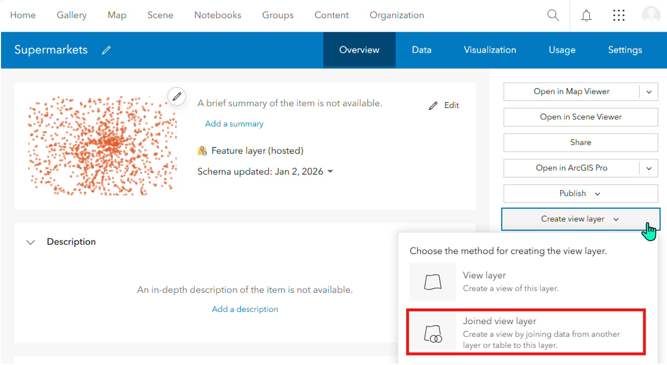 Screenshot of the dialog for creating a joined view layer.